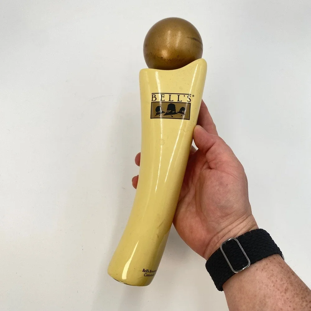 Bells Brewery‎ Beer Tap Handle Cream Gold Sphere Ceramic Comstock MI 10.5 Inch
